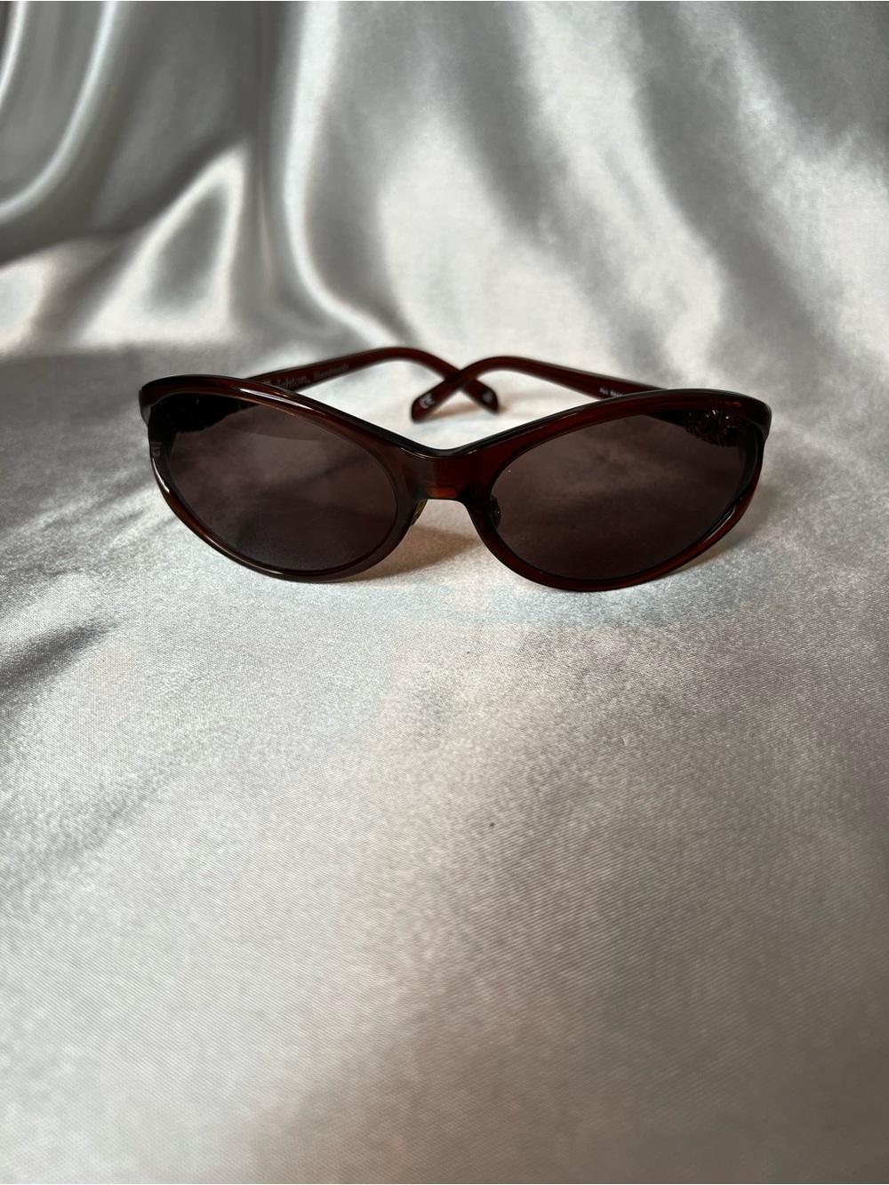 Brighton Vintage Ayu Bead Sunglasses Brown Handmade Oval Scroll Accents No Case